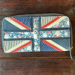 BHS Navy Union Jack Floral Zipper Wallet